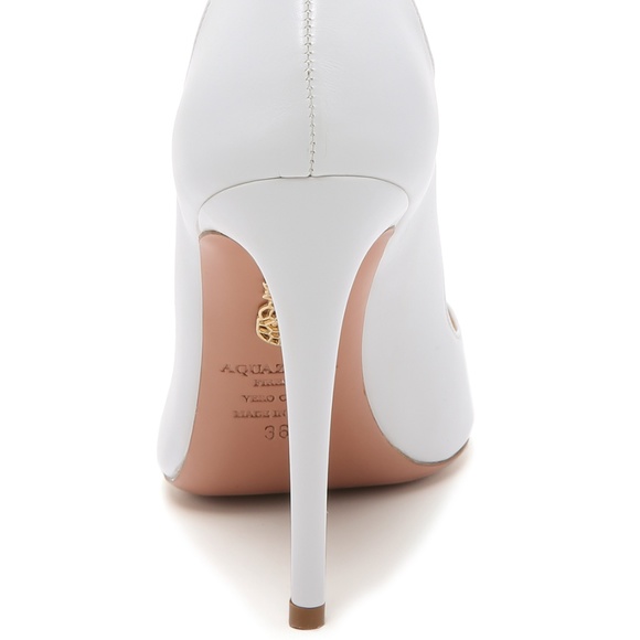 Aquazzura White Pebble Leather Strappy Heels 5 - Picture 3 of 5
